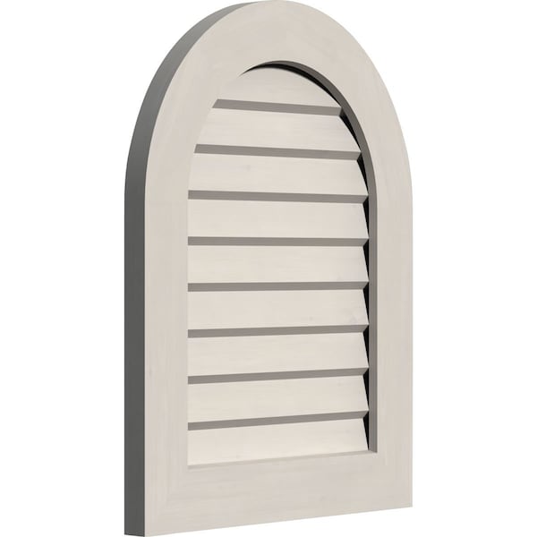 Round Top Gable Vent Primed, Non-Functional, Pine Gable Vent W/ Decorative Face Frame, 26W X 26H